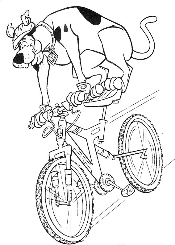 Scooby on a bike coloring page
